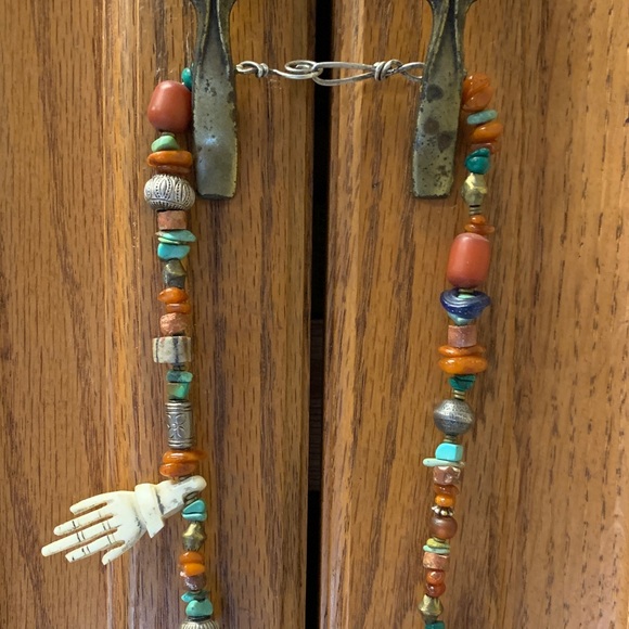 Handcrafted Beaded Necklace with Large Tigereye Pendant - Picture 6 of 6